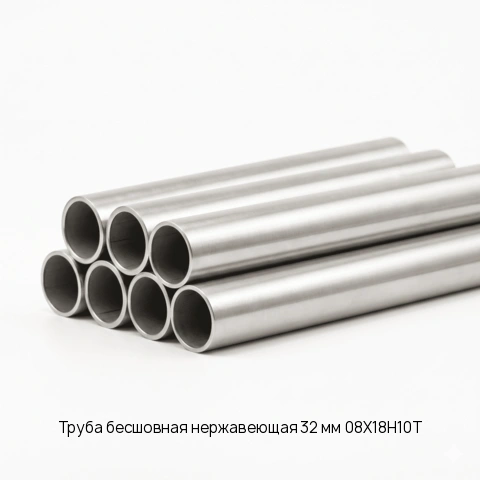 Труба бесшовная нержавеющая 32 мм 08Х18Н10Т длина 6 м ГОСТ 10498-82