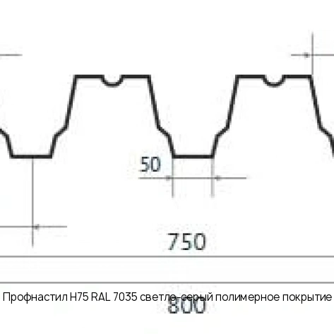 Профнастил Н75 RAL 7035 светло-серый полимерное покрытие